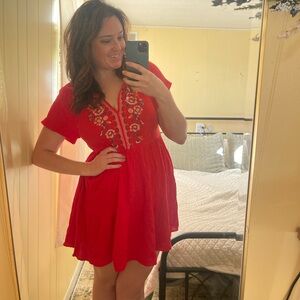 Embroidered crêpe Knox rose dress